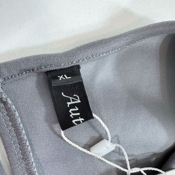 Automet Jumpsuit Womens XL Gray Sleeveless Wide Leg Drawstring Waist Romper New - Picture 5 of 12